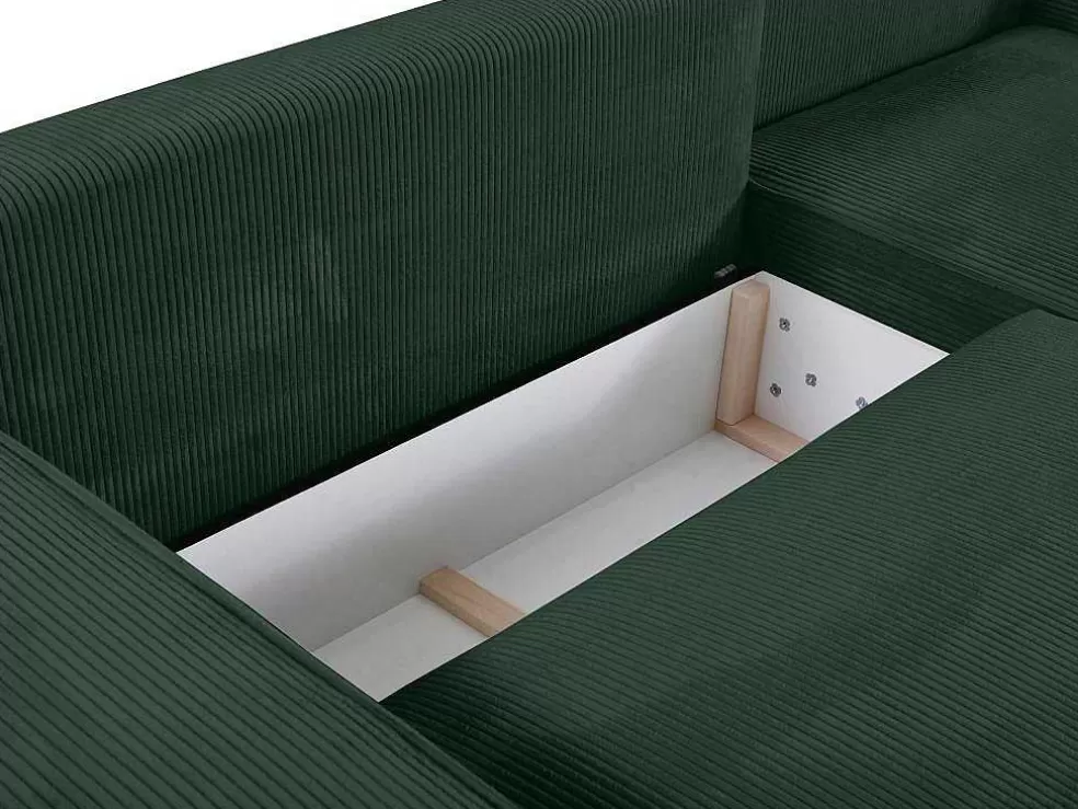 Vente-unique Sofá De Canto Direito Convertivel Em Veludo Canelado Verde Abeto - Amelia De Pascal Morabito* Promoções Sofás & Poltronas