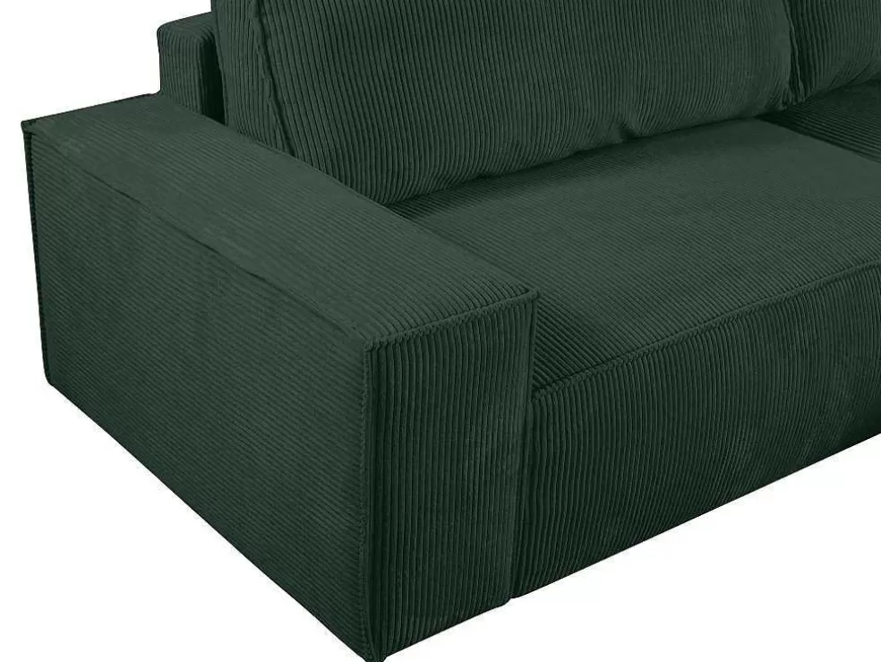 Vente-unique Sofá De Canto Direito Convertivel Em Veludo Canelado Verde Abeto - Amelia De Pascal Morabito* Promoções Sofás & Poltronas
