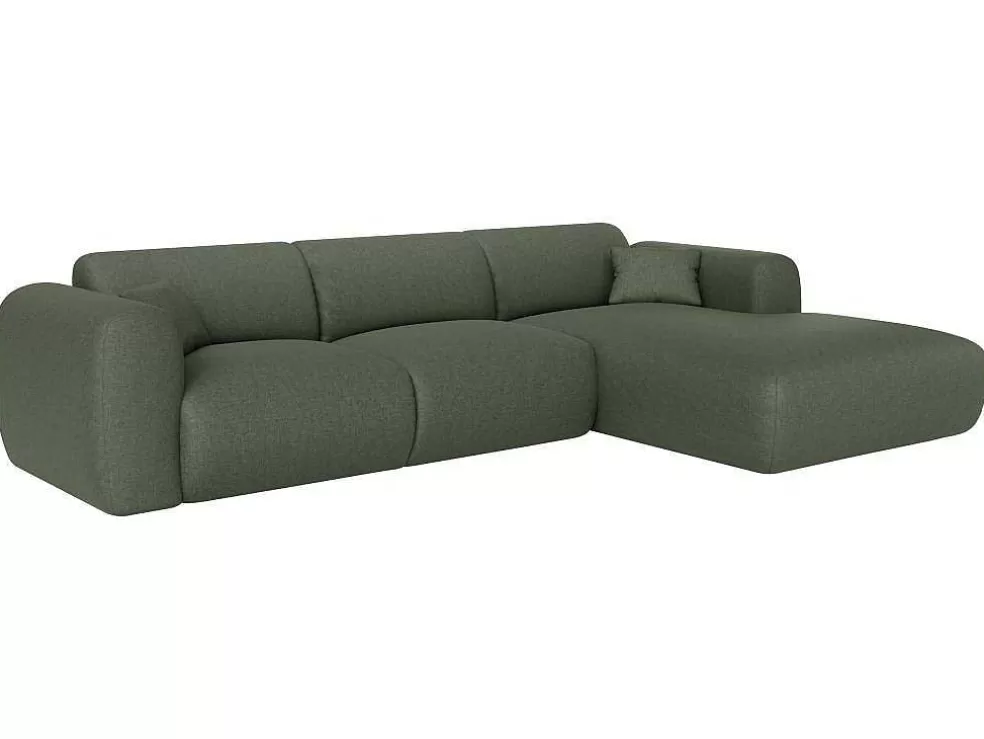 Maison Céphy Sofá De Canto Direito Grande Em Tecido Matizado Verde - Pogni* Promoções Sofás & Poltronas