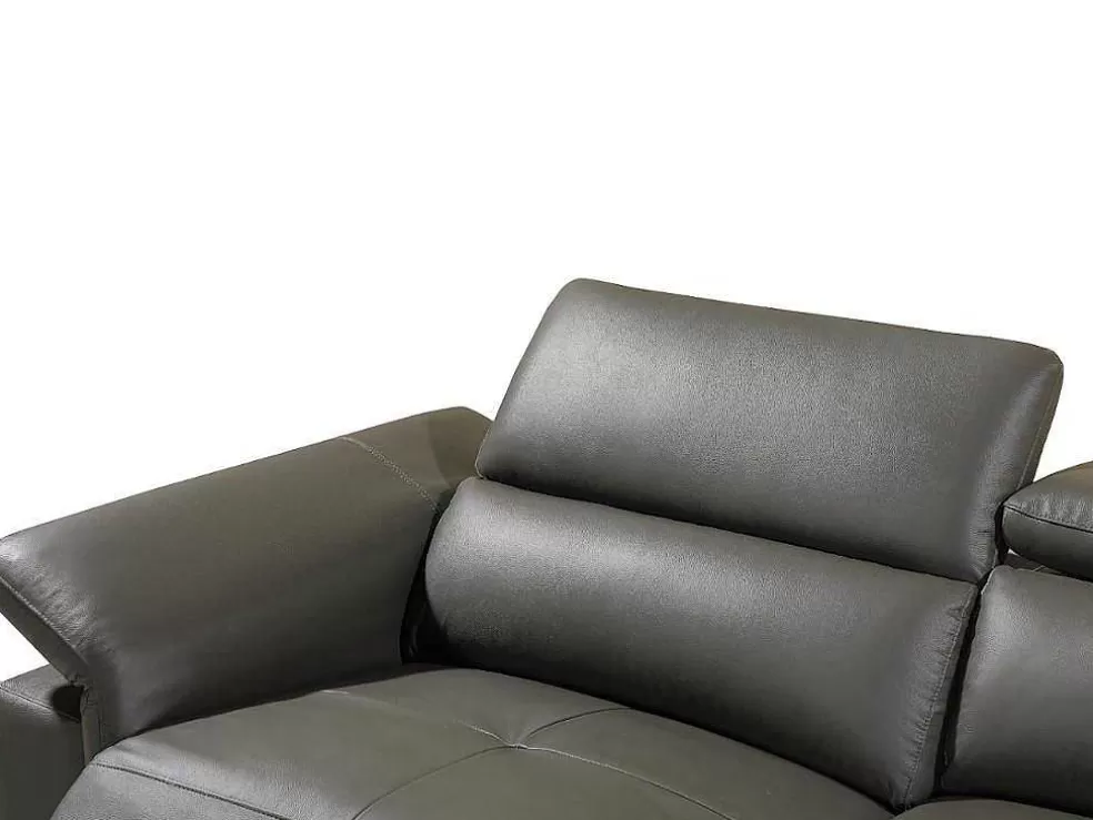 LINEA Sofá Sofá De Canto Direito Relax Eletrico Em Pele Antracite - Pascaline* Sofá De Relaxamento Eletrico