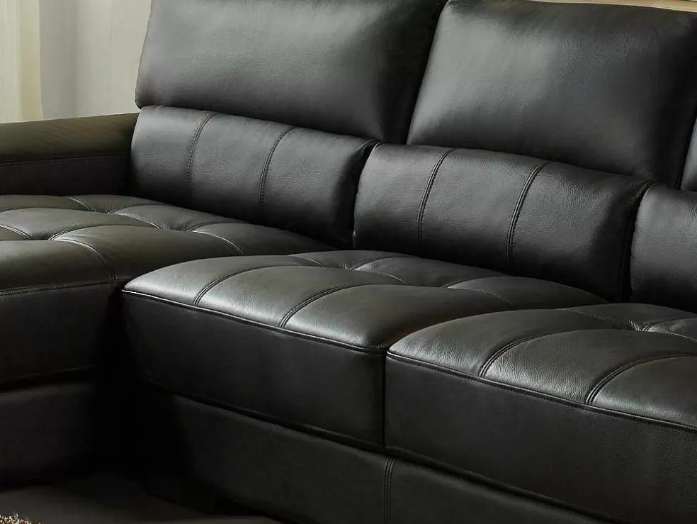 LINEA Sofá Sofá De Canto Em Pele Preto - Canto Esquerdo - Metropolitan Ii* Promoções Sofás & Poltronas