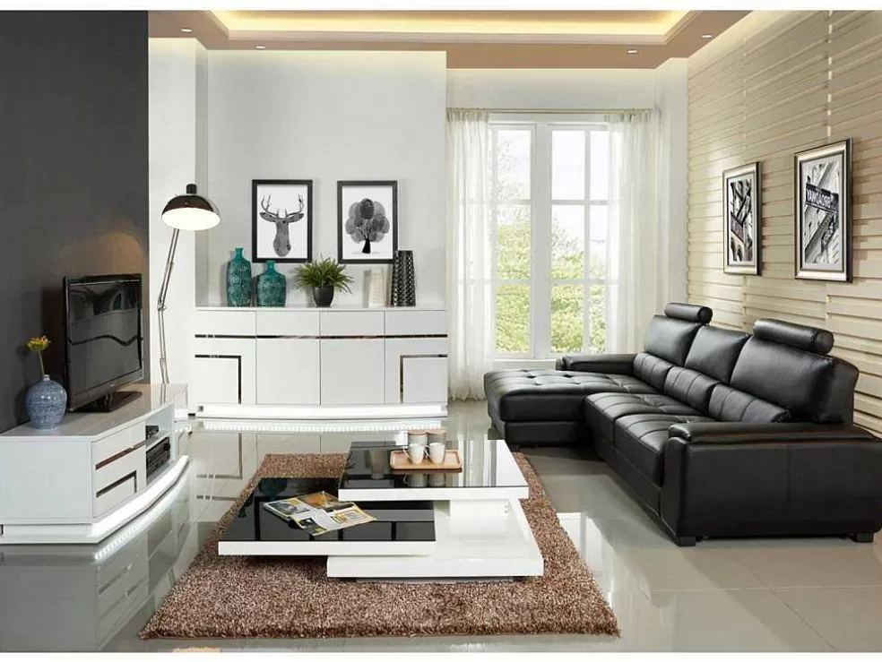 LINEA Sofá Sofá De Canto Em Pele Preto - Canto Esquerdo - Metropolitan Ii* Promoções Sofás & Poltronas