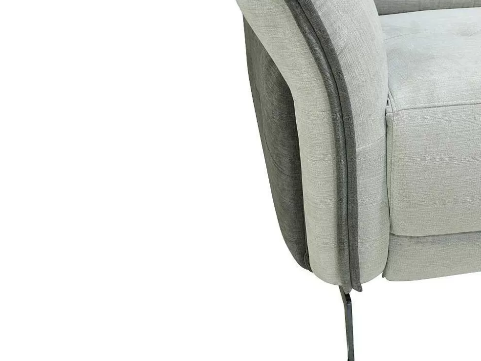 Vente-unique Sofá De Canto Esquerdo Articulado Eletrico Em Tecido Cinzento-Claro E Cinzento Antracite - Geraldine* Sofá De Relaxamento Eletrico