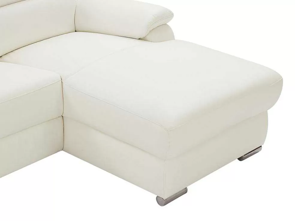 Vente-unique Sofá De Canto Esquerdo Articulado Eletrico Pele Branco - Arena Iii* Sofá De Relaxamento Eletrico