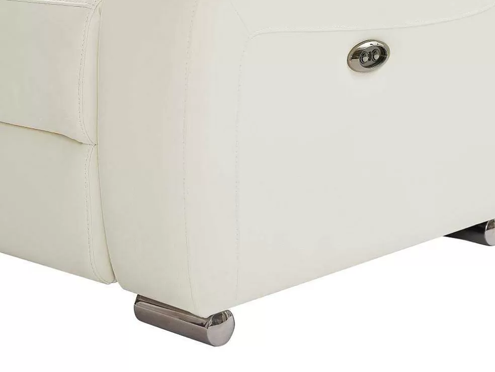 Vente-unique Sofá De Canto Esquerdo Articulado Eletrico Pele Branco - Arena Iii* Sofá De Relaxamento Eletrico