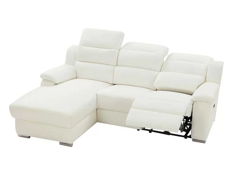 Vente-unique Sofá De Canto Esquerdo Articulado Eletrico Pele Branco - Arena Iii* Sofá De Relaxamento Eletrico