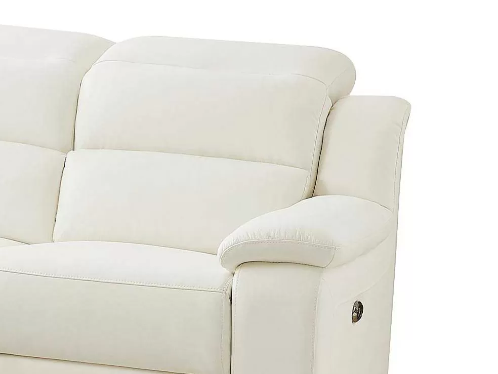 Vente-unique Sofá De Canto Esquerdo Articulado Eletrico Pele Branco - Arena Iii* Sofá De Relaxamento Eletrico