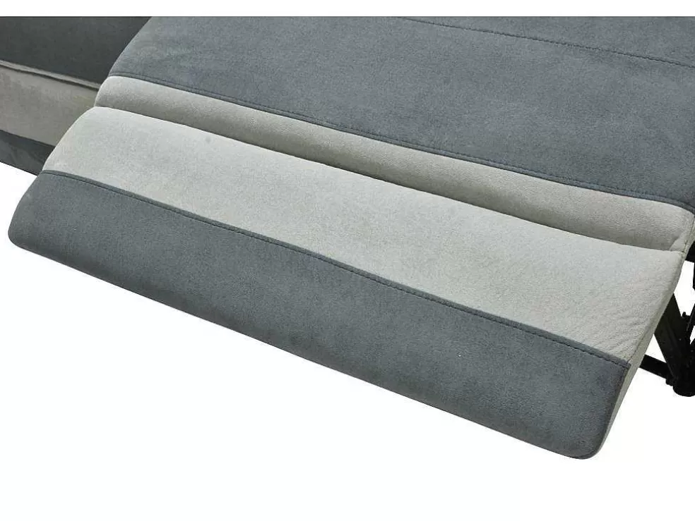 Vente-unique Sofá De Canto Esquerdo Articulado Microfibra Antracite E Faixas Cinzento-Claro - Talca* Sofá De Relaxamento Manual