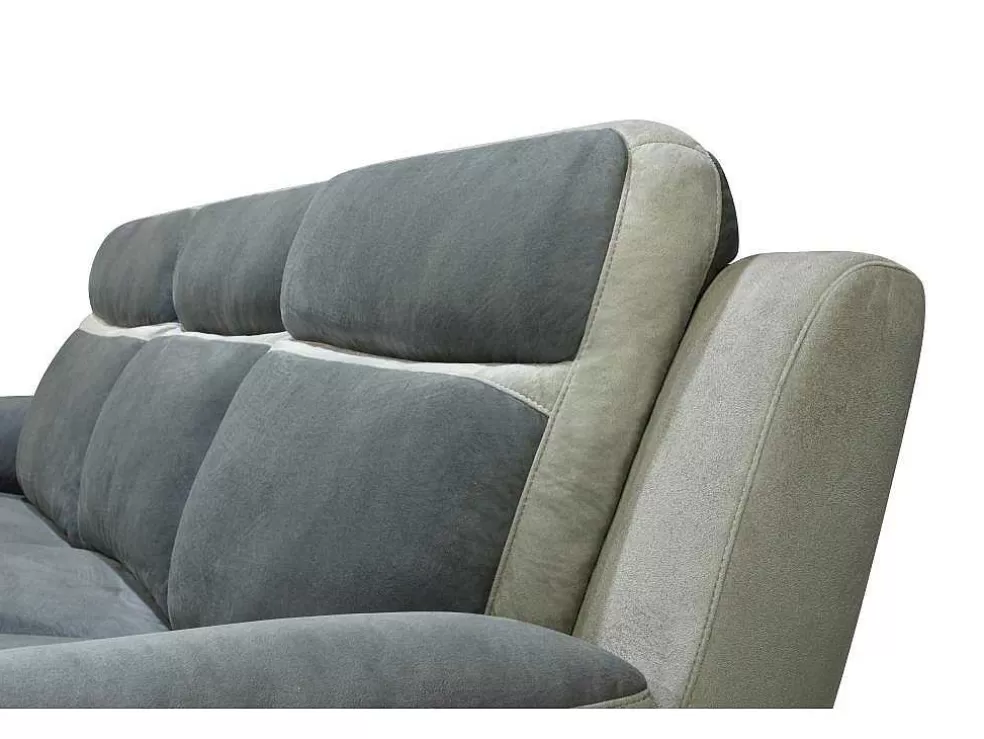 Vente-unique Sofá De Canto Esquerdo Articulado Microfibra Antracite E Faixas Cinzento-Claro - Talca* Sofá De Relaxamento Manual