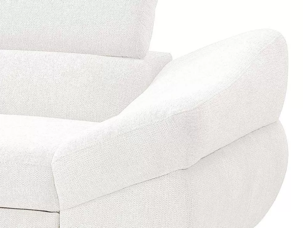 Vente-unique Sofá De Canto Esquerdo Convertivel Em Tecido Texturizado Branco - Dalias* Sofá
