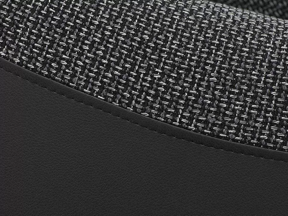 Vente-unique Sofá De Canto Modular Com Arrumação Em Tecido E Pele Sintética Bicolor Cinzento Escuro E Preto - Rabelais* Sofá Em Pele Sintética