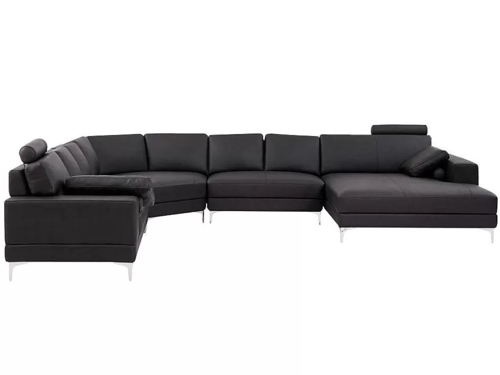LINEA Sofá Sofá De Canto Panorâmico 7 Lugares Pele De Qualidade Superior Castanho - Canto Direito - Donatello Ii* Promoções Sofás & Poltronas