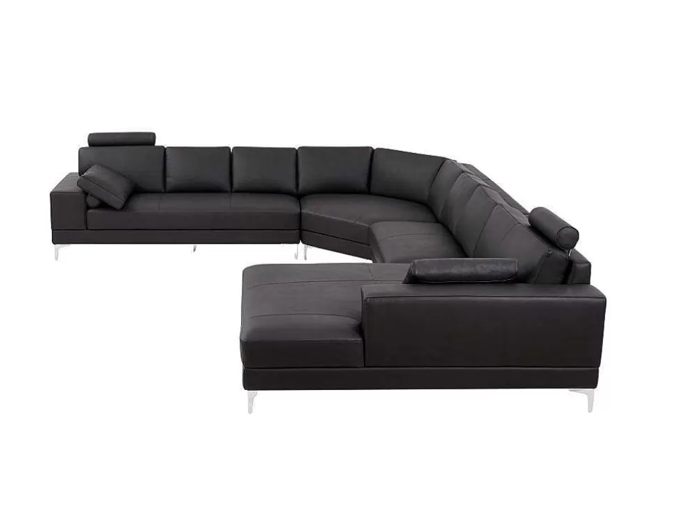 LINEA Sofá Sofá De Canto Panorâmico 7 Lugares Pele De Qualidade Superior Castanho - Canto Direito - Donatello Ii* Promoções Sofás & Poltronas