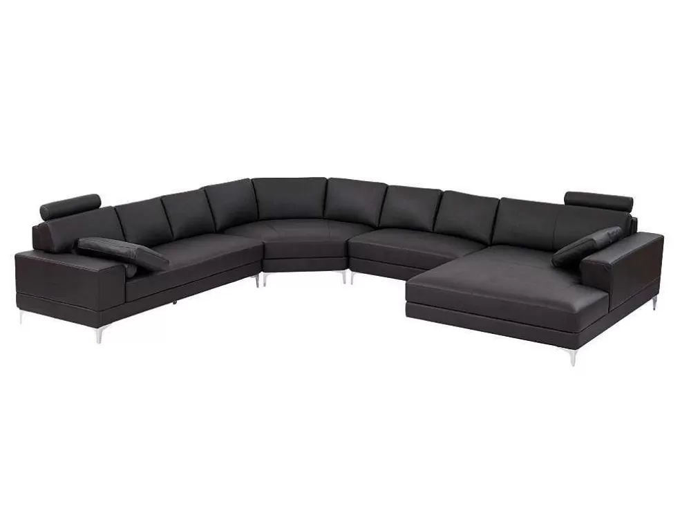 LINEA Sofá Sofá De Canto Panorâmico 7 Lugares Pele De Qualidade Superior Castanho - Canto Direito - Donatello Ii* Promoções Sofás & Poltronas