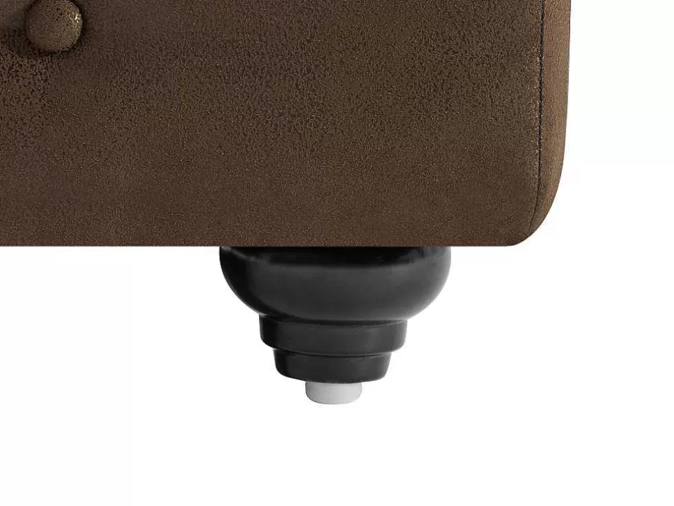 Vente-unique Sofá De Canto Panorâmico Microfibra Aspeto Couro Envelhecido - Chesterfield* Sofá Panorâmico