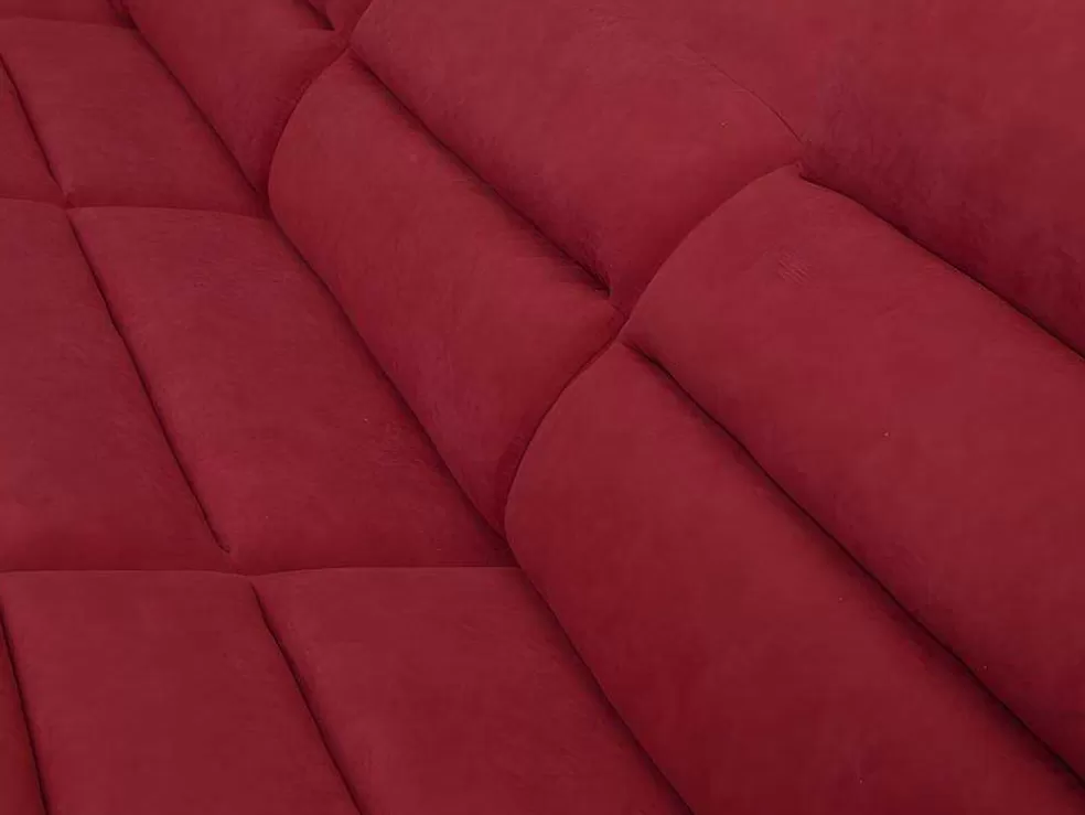 Vente-unique Sofá De Canto Panorâmico Modular Em Tecido E Pele Sintéticabicolor Vermelho E Preto - Canto Direito - Boileau* Sofá Panorâmico