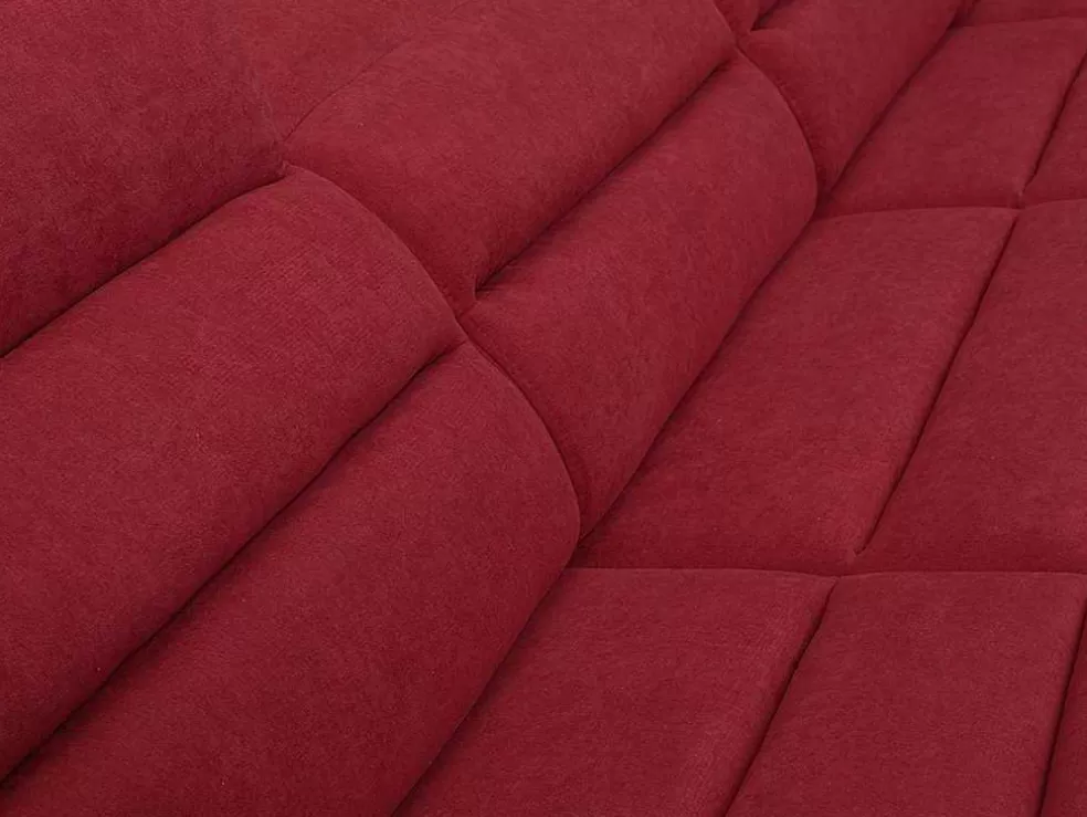 Vente-unique Sofá De Canto Panorâmico Modular Em Tecido E Pele Sintéticabicolor Vermelho E Preto - Canto Esquerdo - Boileau* Sofá Panorâmico