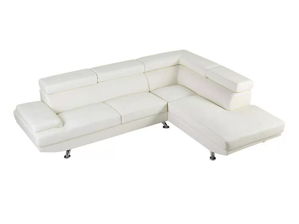 Vente-unique Sofá De Canto Tamanho Xl Em Pele Sintética Branco - Canto Direito - Romain* Sofá Em Pele Sintética