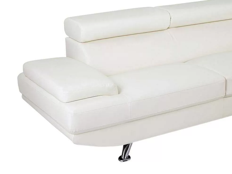 Vente-unique Sofá De Canto Tamanho Xl Em Pele Sintética Branco - Canto Direito - Romain* Sofá Em Pele Sintética