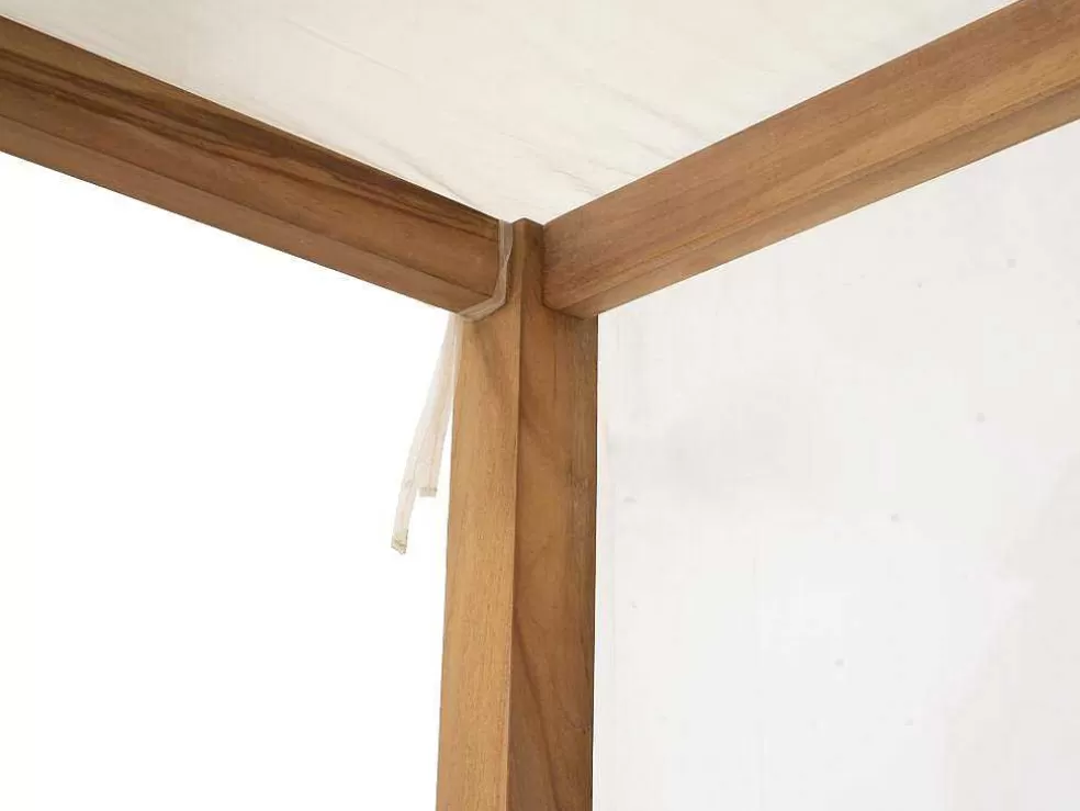MYLIA Sofá De Jardim Com Dossel Em Teca Natural Claro E Cinzento - Ovani* Espreguiçadeira