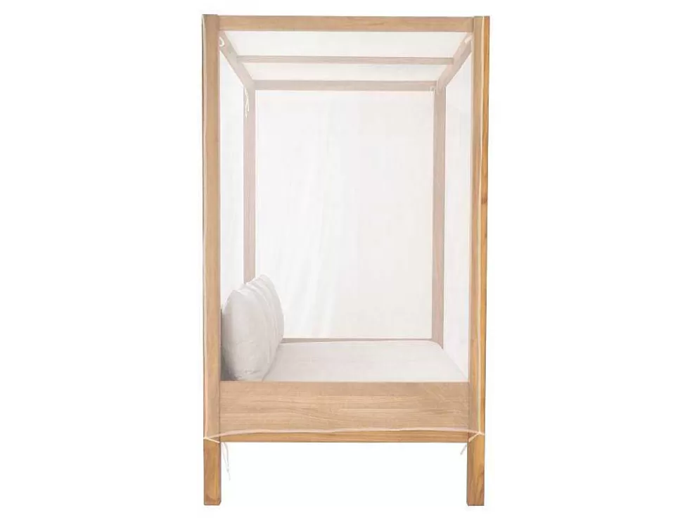 MYLIA Sofá De Jardim Com Dossel Em Teca Natural Claro E Cinzento - Ovani* Espreguiçadeira