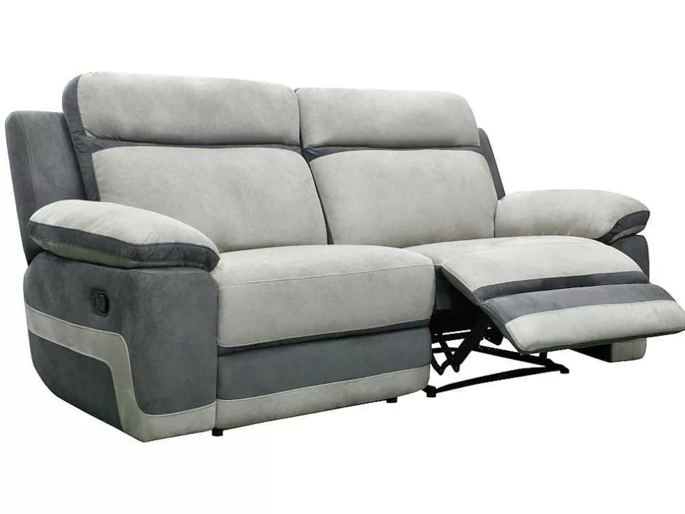Vente-unique Sofá E Cadeirão Relax Em Microfibra Cinza Claro E Antracite - Talca* Sofá De Relaxamento Manual