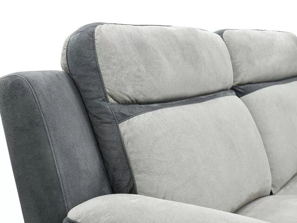 Vente-unique Sofá E Cadeirão Relax Em Microfibra Cinza Claro E Antracite - Talca* Sofá De Relaxamento Manual