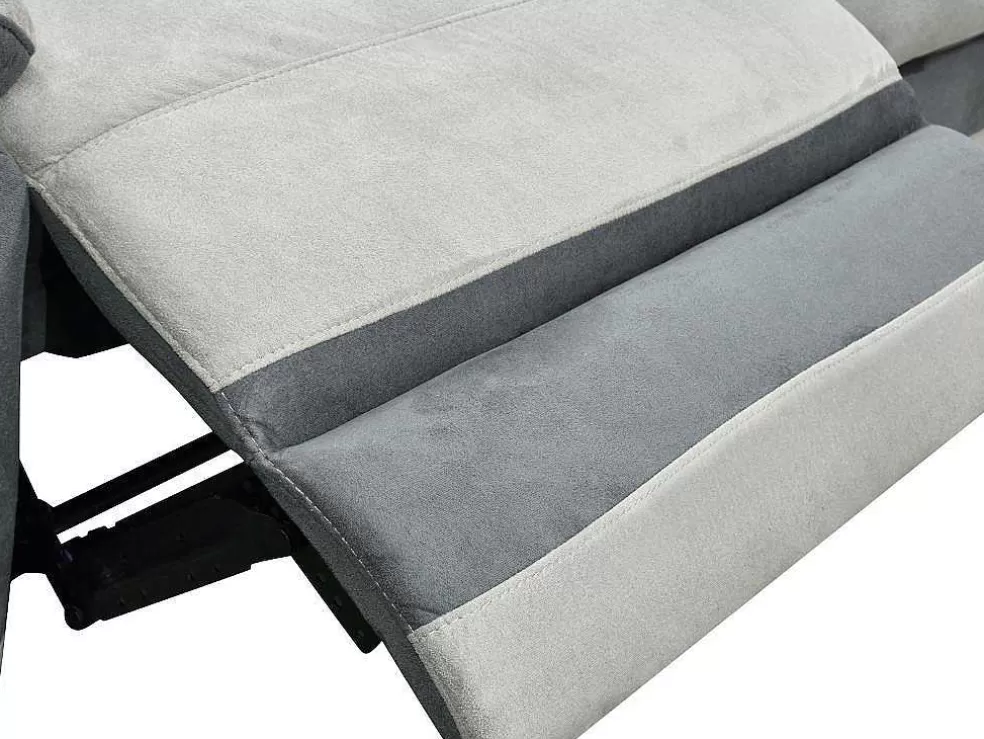 Vente-unique Sofá E Cadeirão Relax Em Microfibra Cinza Claro E Antracite - Talca* Sofá De Relaxamento Manual