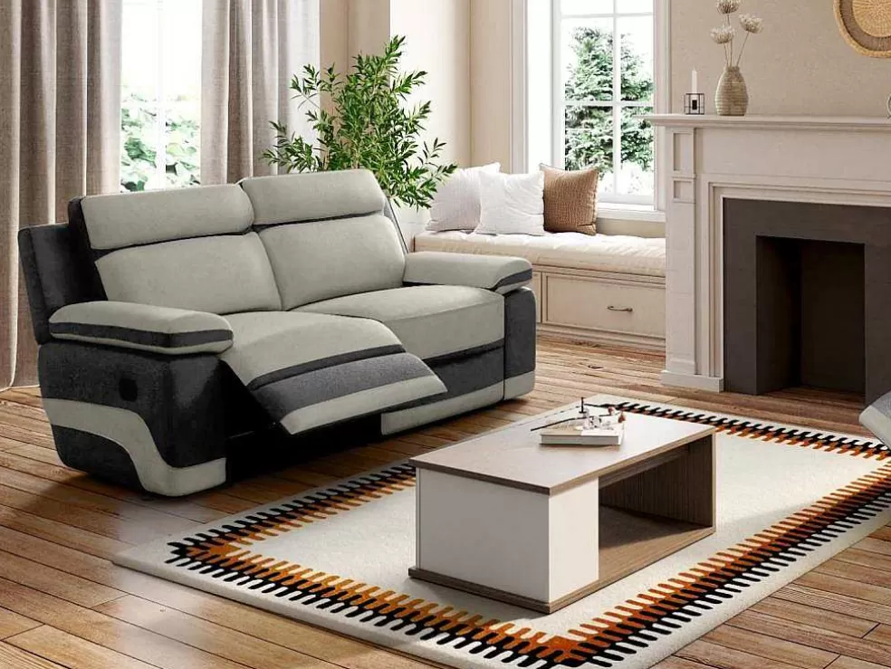 Vente-unique Sofá E Cadeirão Relax Em Microfibra Cinza Claro E Antracite - Talca* Sofá De Relaxamento Manual