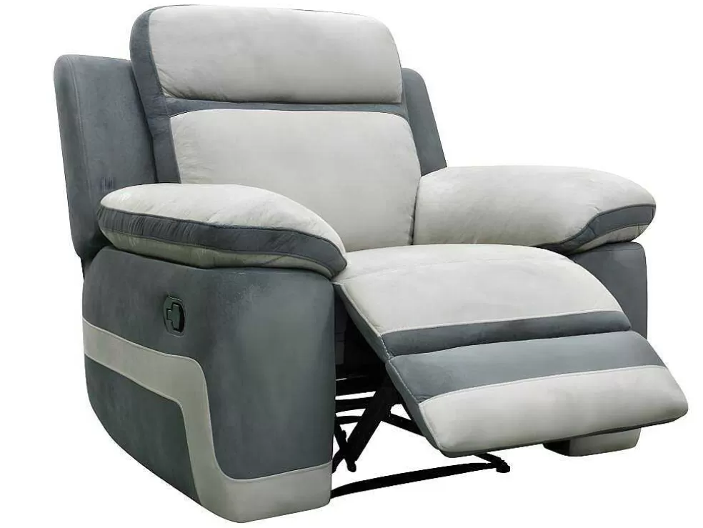 Vente-unique Sofá E Cadeirão Relax Em Microfibra Talca - Cinza Claro E Antracite* Conjunto Sofá E Poltrona