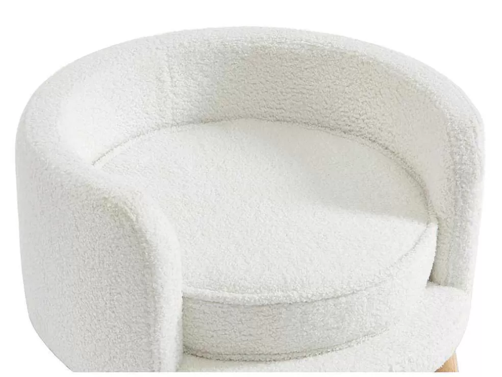 Vente-unique Sofá Para Animais Em Tecido Boucle E Pés De Madeira D.56 X A.35 Cm Branco - Misia* Acessórios Para Animais De Estimação