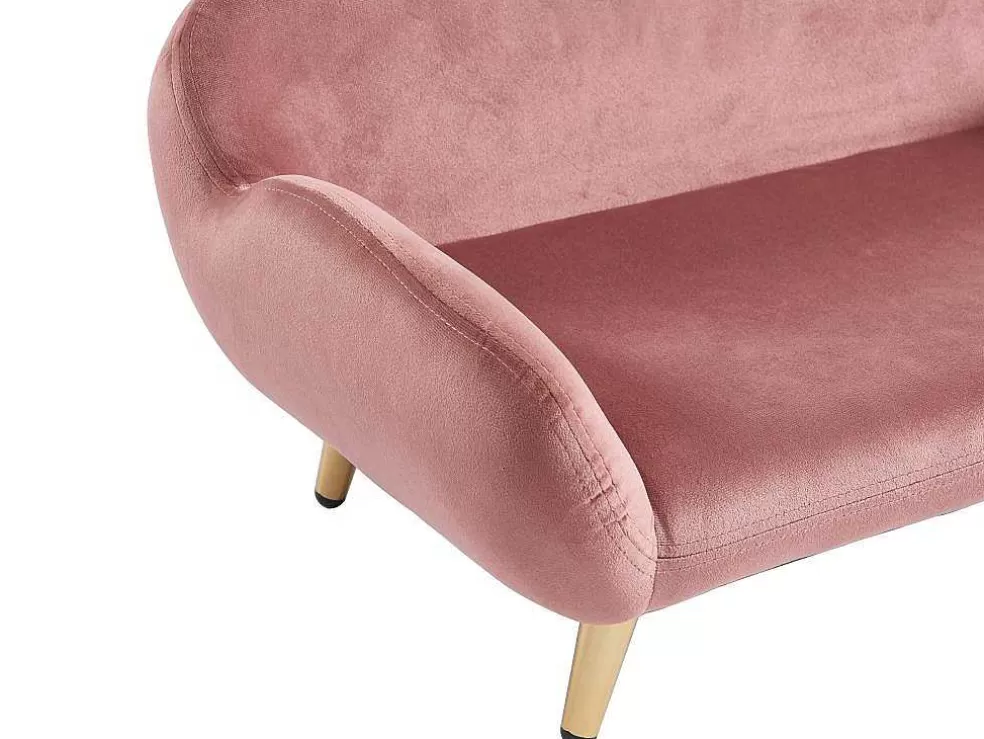 Vente-unique Sofá Para Animais Em Veludo E Pés Em Metal C.72 X L.44 Cm Cor-De-Rosa - Zolia* Acessórios Para Animais De Estimação