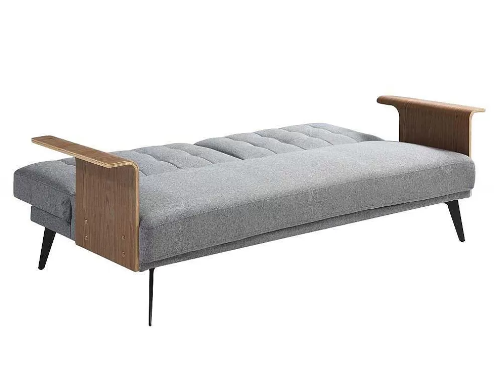 Vente-unique Sofá-Cama De 3 Lugares Em Tecido Cinza Convertivel Clic-Clac - Ninandro* Sofá Cama Clic-Clac E Dobravel