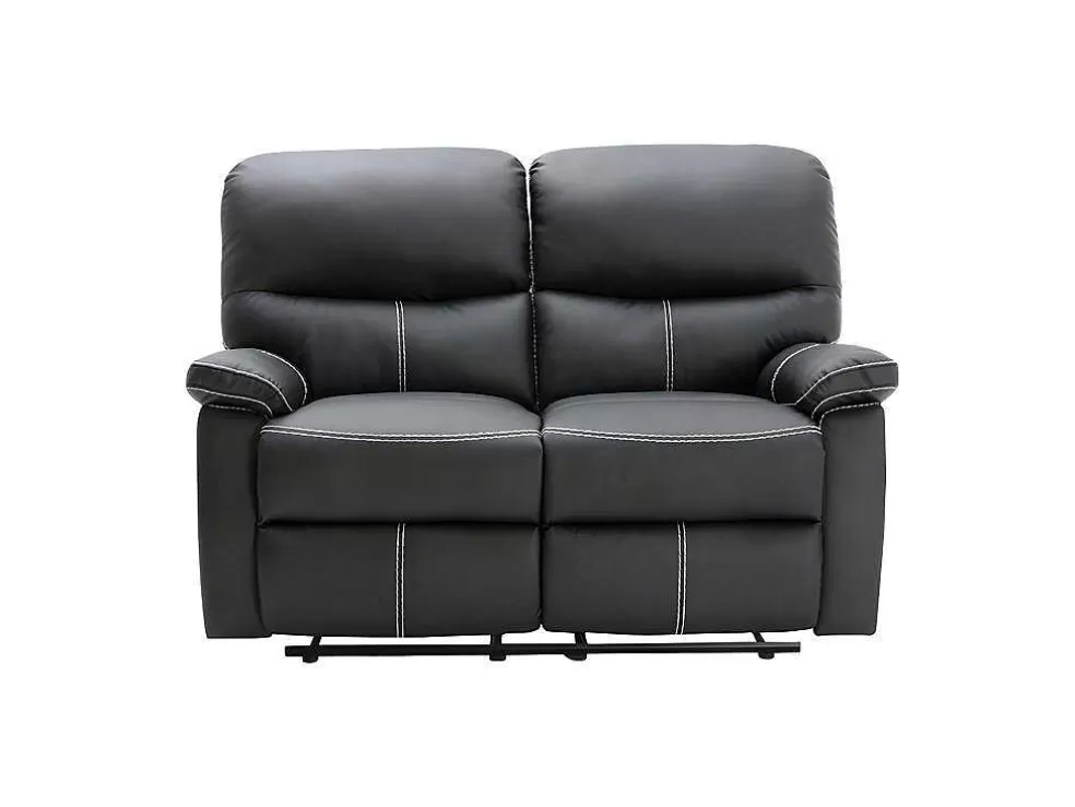 Vente-unique Sofás De 3 + 2 Lugares E Poltrona Articulados Em Pele Sintética Cor Preto - Canby* Conjunto Sofá E Poltrona