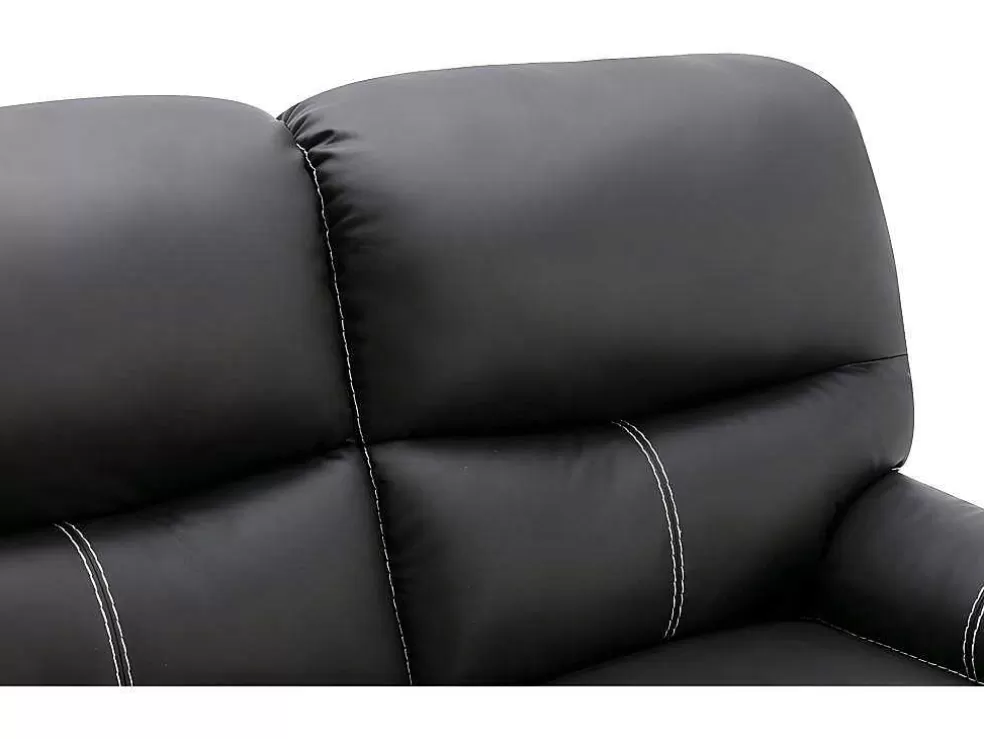 Vente-unique Sofás De 3 + 2 Lugares E Poltrona Articulados Em Pele Sintética Cor Preto - Canby* Conjunto Sofá E Poltrona