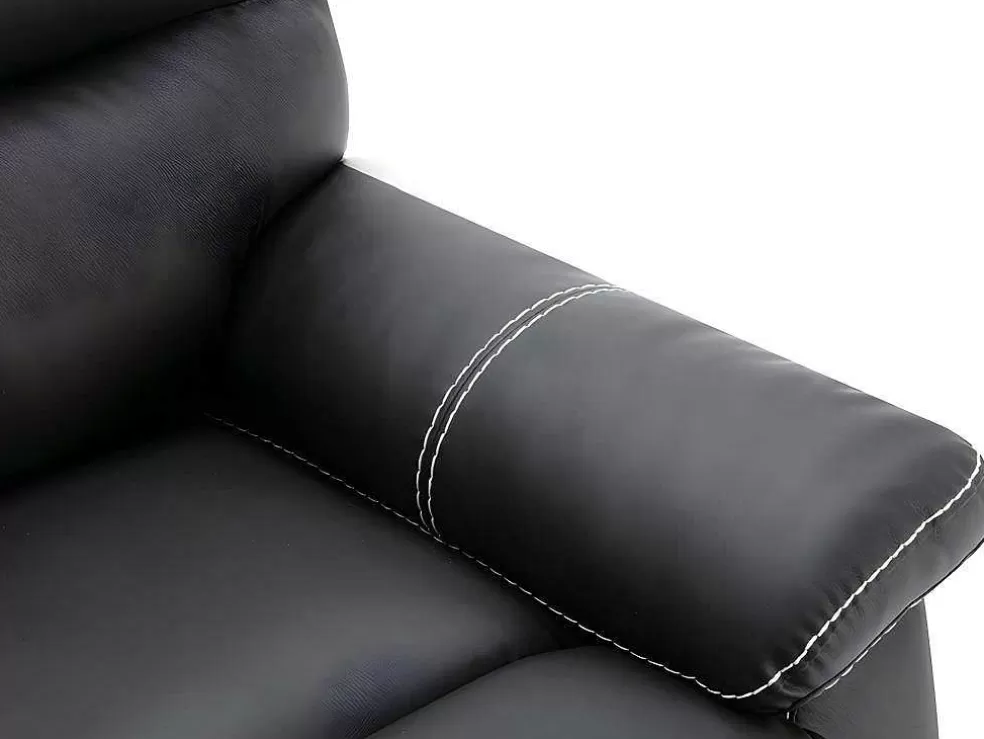 Vente-unique Sofás De 3 + 2 Lugares E Poltrona Articulados Em Pele Sintética Cor Preto - Canby* Conjunto Sofá E Poltrona