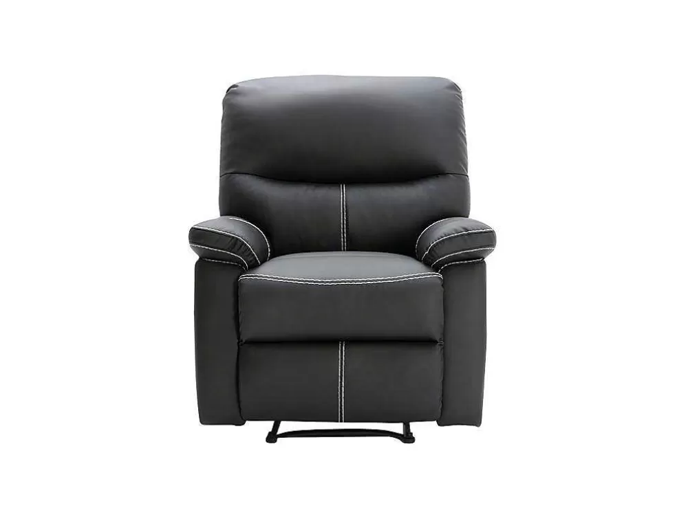 Vente-unique Sofás De 3 + 2 Lugares E Poltrona Articulados Em Pele Sintética Cor Preto - Canby* Conjunto Sofá E Poltrona