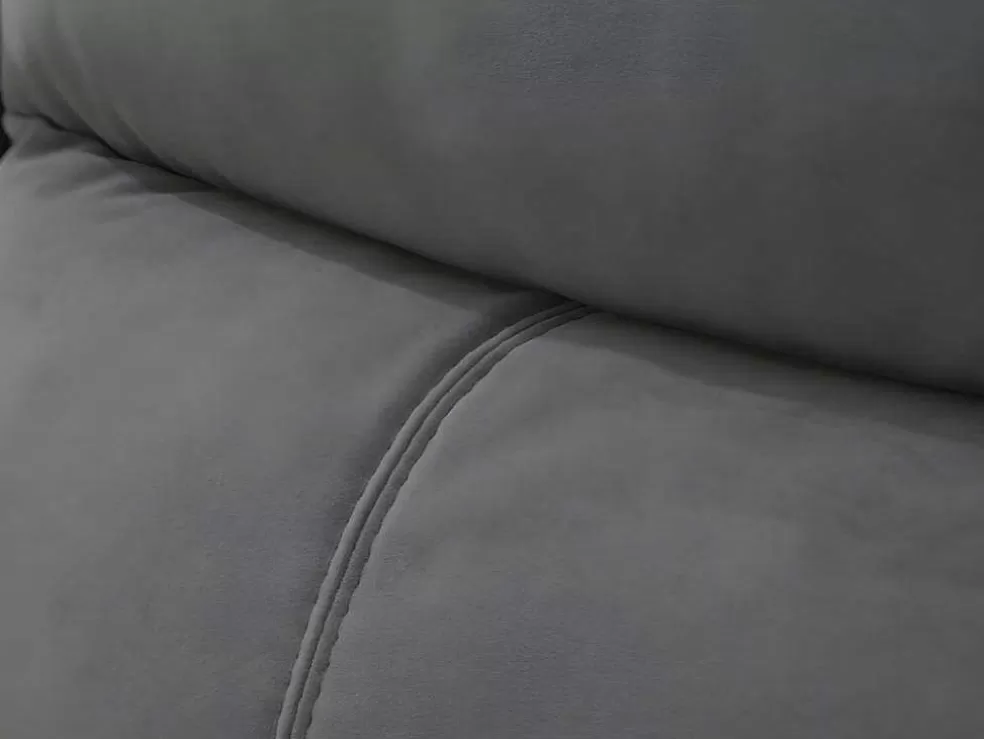 Vente-unique Sofás De 3+2 Lugares Articulados Eletricos Em Veludo - Cinza E Faixas Branco Cru - Metti* Conjunto De Sofá