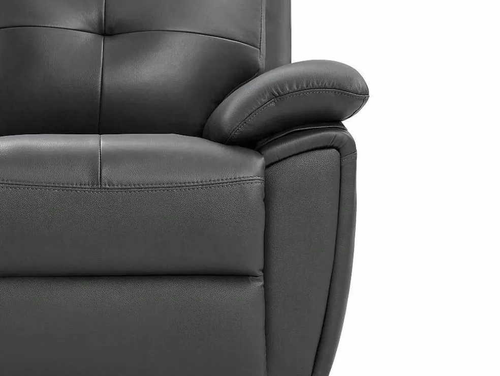 Vente-unique Sofás De 3 Lugares E De 2 Lugares Articulados Em Pele Cinzento - Vineta* Conjunto De Sofá