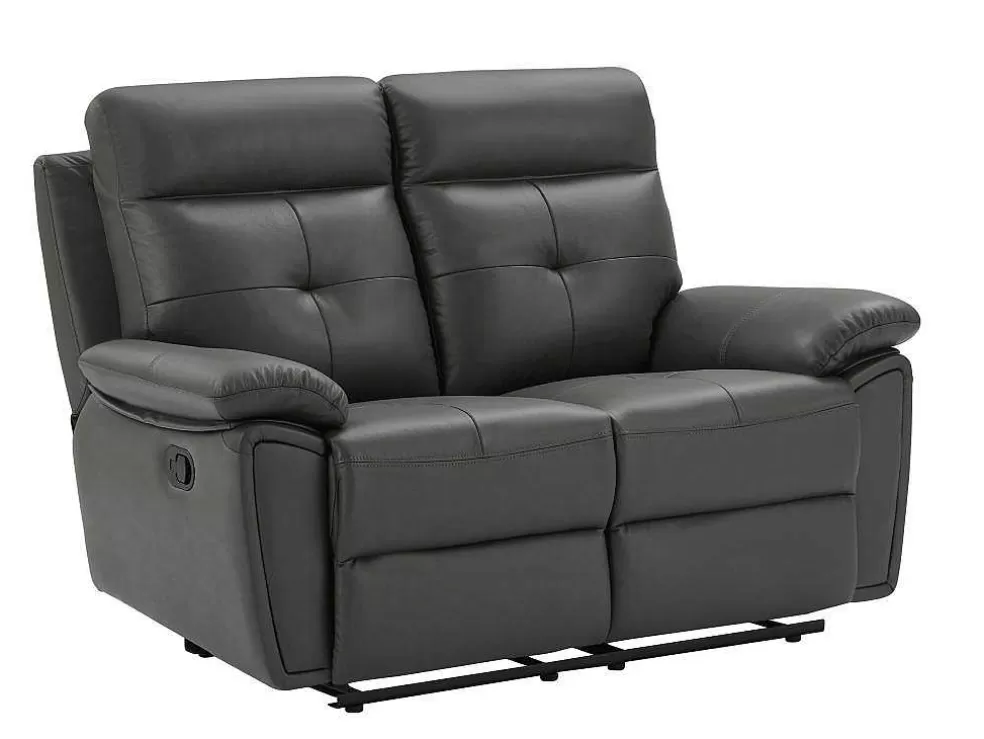Vente-unique Sofás De 3 Lugares E De 2 Lugares Articulados Em Pele Cinzento - Vineta* Conjunto De Sofá