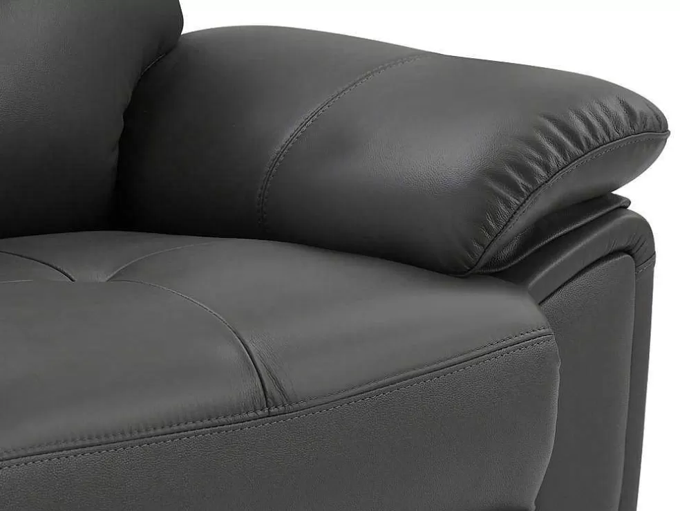 Vente-unique Sofás De 3 Lugares E De 2 Lugares Articulados Em Pele Cinzento - Vineta* Conjunto De Sofá