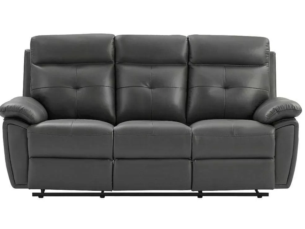 Vente-unique Sofás De 3 Lugares E De 2 Lugares Articulados Em Pele Cinzento - Vineta* Conjunto De Sofá