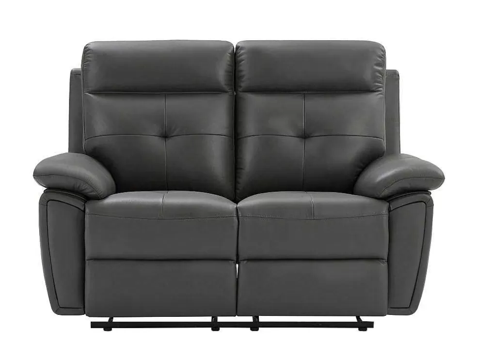 Vente-unique Sofás De 3 Lugares E De 2 Lugares Articulados Em Pele Cinzento - Vineta* Conjunto De Sofá