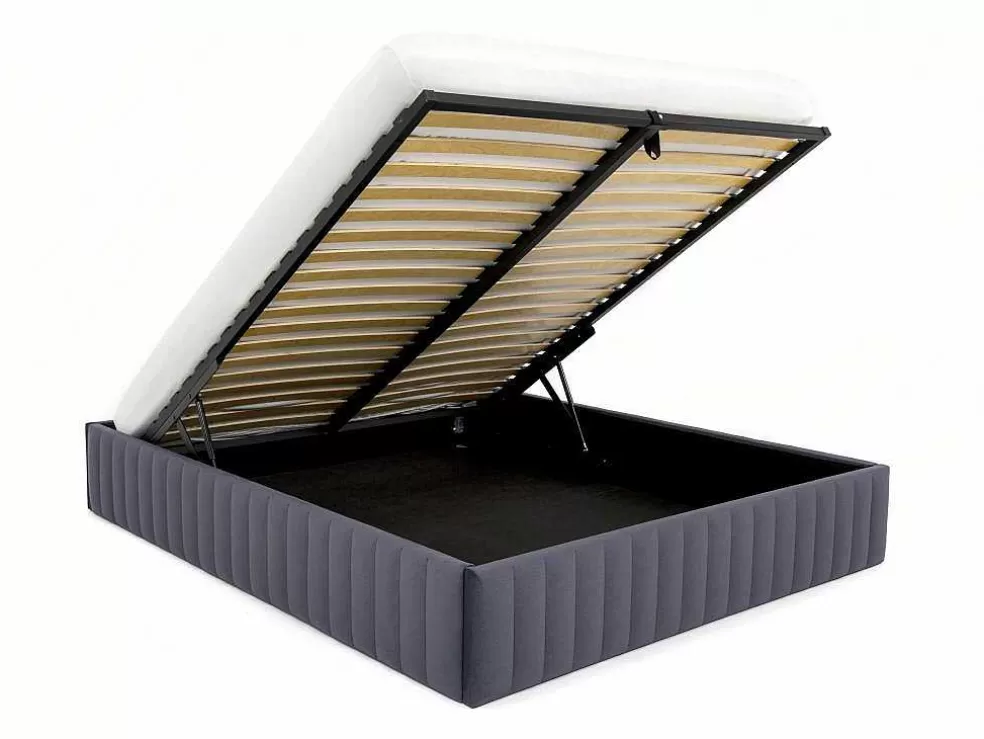Ysmée Sommier Com Arrumação 140 X 190 Cm Em Veludo Cinzento - Sethi Da Dreamea* Sommier