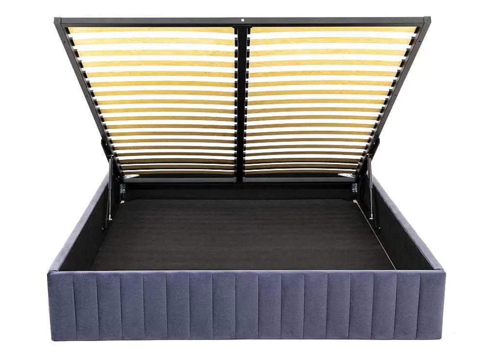 Ysmée Sommier Com Arrumação 140 X 190 Cm Em Veludo Cinzento - Sethi Da Dreamea* Sommier