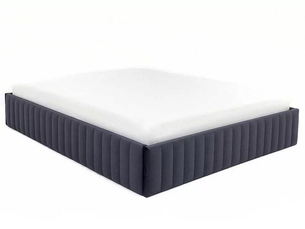 Ysmée Sommier Com Arrumação 140 X 190 Cm Em Veludo Cinzento - Sethi Da Dreamea* Sommier