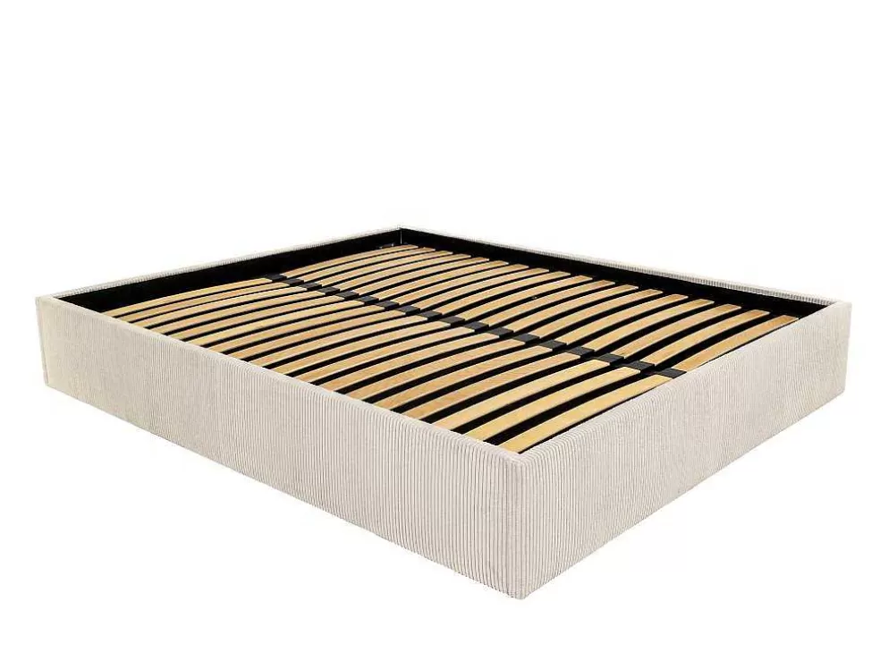 Ysmée Sommier Com Espaco De Arrumação 160 X 200 Cm Em Veludo Canelado Bege - Pontos Da Ysmee* Sommier
