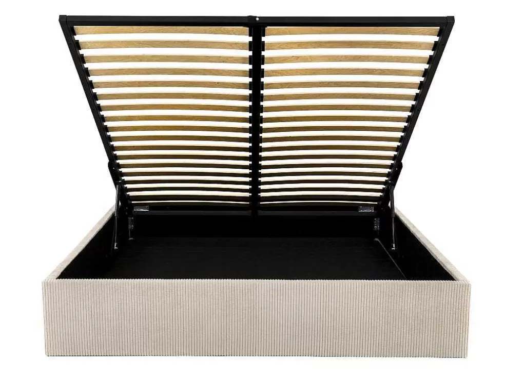 Ysmée Sommier Com Espaco De Arrumação 160 X 200 Cm Em Veludo Canelado Bege - Pontos Da Ysmee* Sommier
