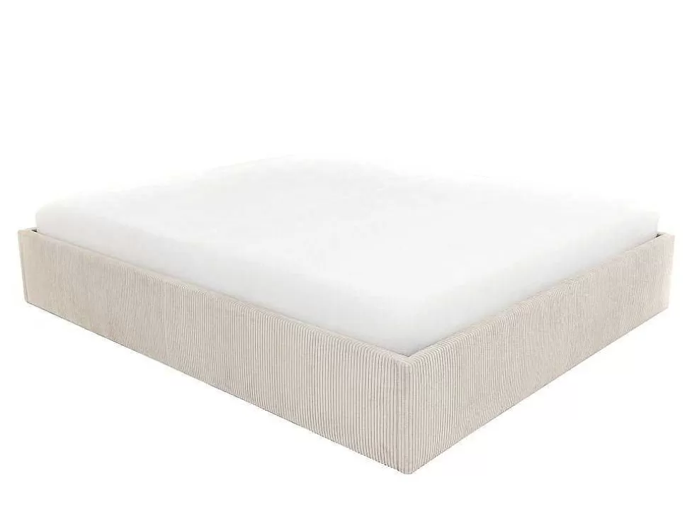 Ysmée Sommier Com Espaco De Arrumação 160 X 200 Cm Em Veludo Canelado Bege - Pontos Da Ysmee* Sommier