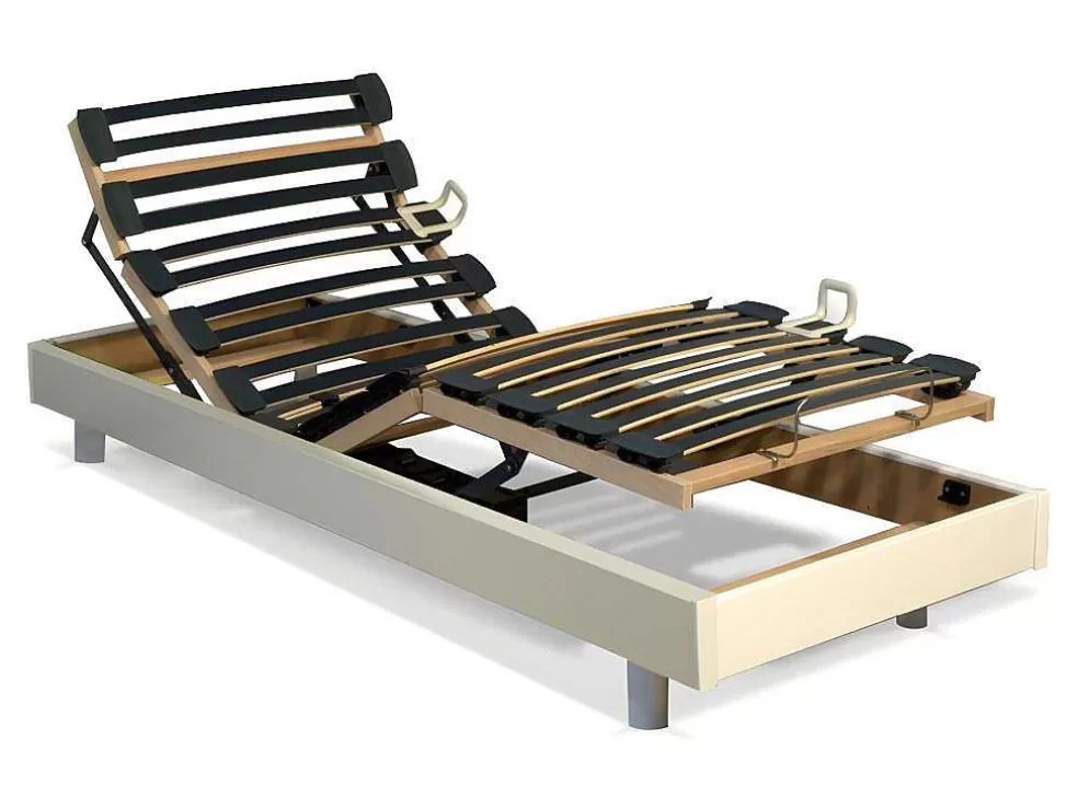 Vente-unique Sommier De Relaxamento Com Ripas Em Camadas - 5 Planeamentos De Cama - Firmeza Regulavel - 90 X 200 Cm - Branco* Sommier